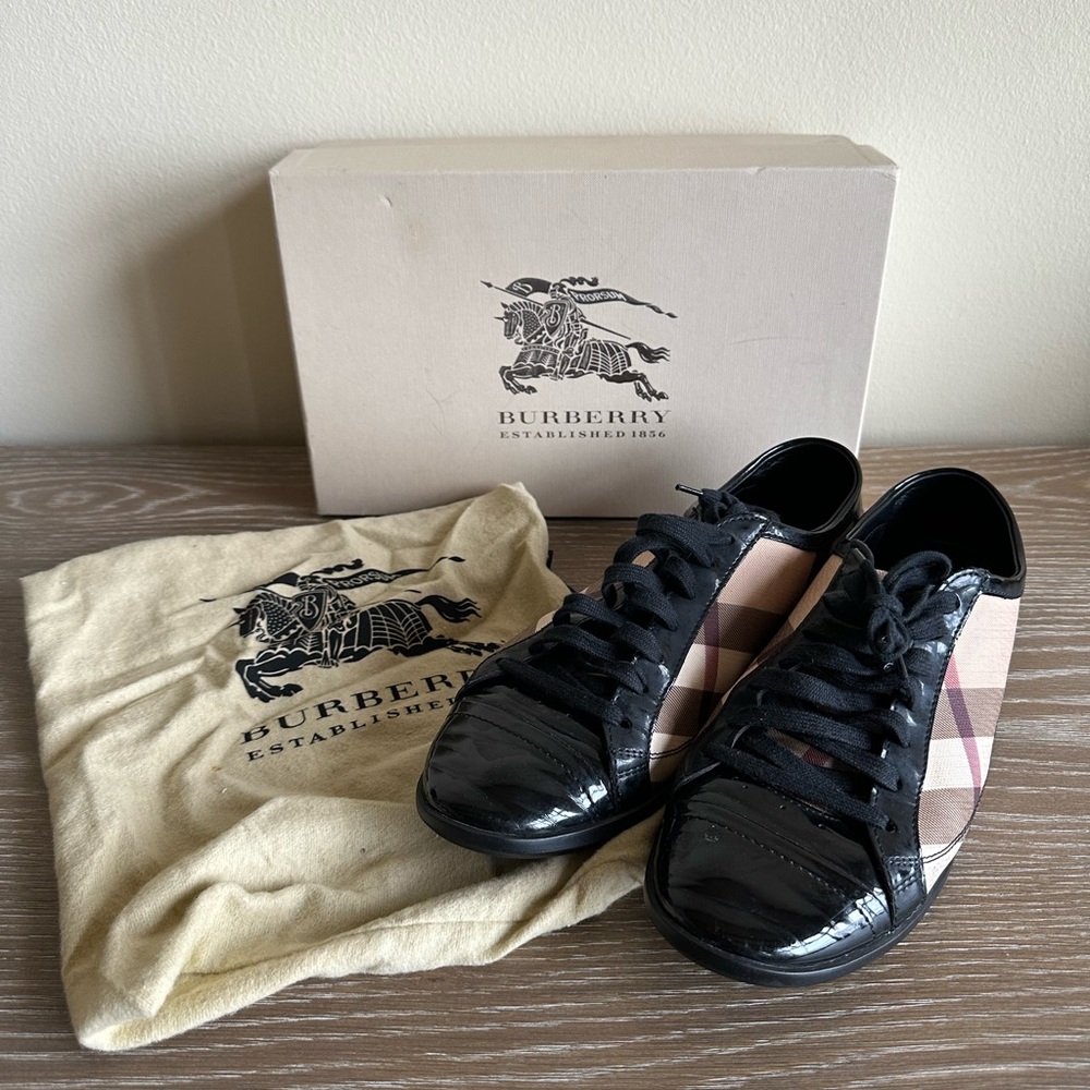 Burberry Coated/Patent Leather Sneakers